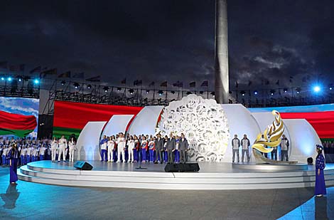 European Games Flame of Peace at the finish line: Grandiose welcome in Minsk