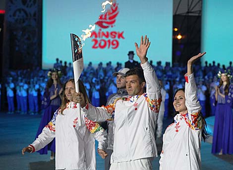 European Games Flame of Peace at the finish line: Grandiose welcome in Minsk