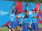 Belarus' Karyna Kazlouskaya, Hanna Marusava, and Karyna Dziominskaya