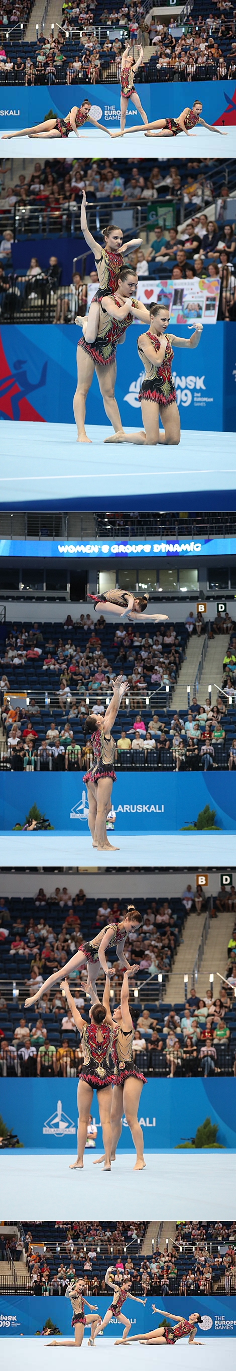 Belarusian acrobats Veranika Nabokina, Julia Ivonchyk and Karina Sandovich clinched bronze in Acrobatic Gymnastics Women's Groups Dynamic