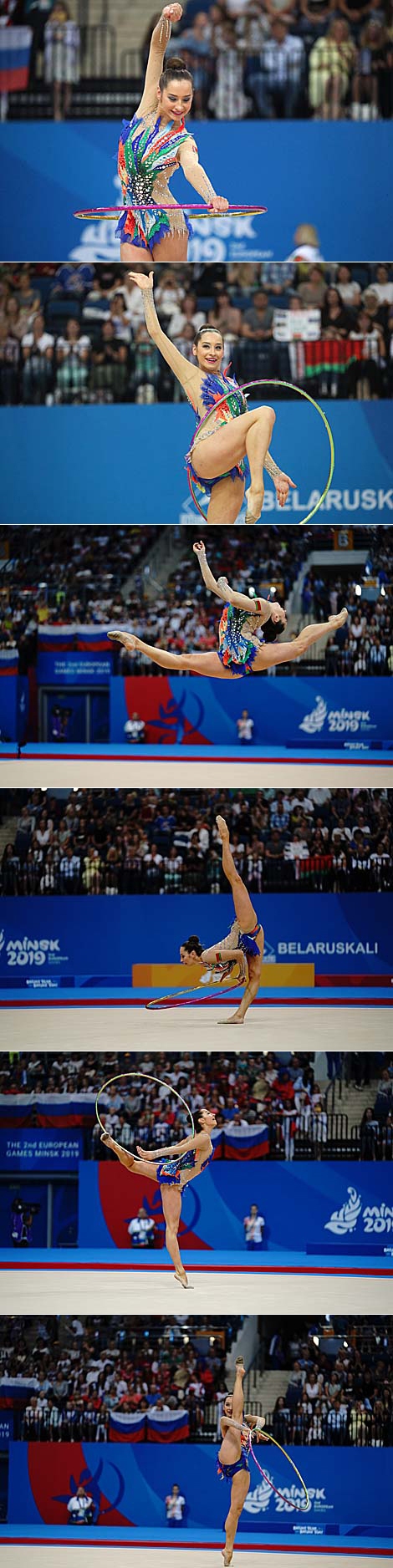 Belarus' Katsiaryna Halkina won the Hoop silver