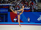 Belarus' Katsiaryna Halkina won the Hoop silver