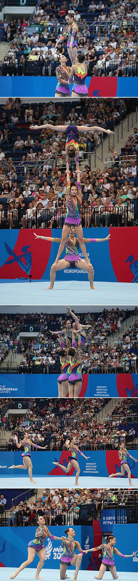 Belarus' Veranika Nabokina, Julia Ivonchyk and Karina Sandovich