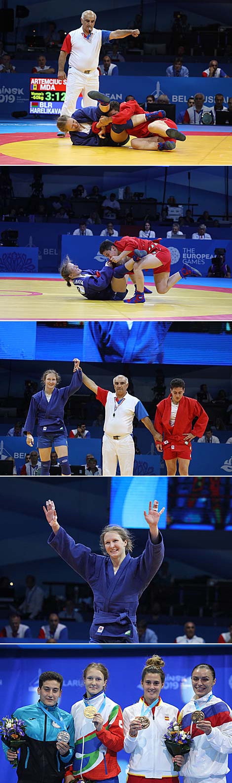 白罗斯桑勃式女摔跤手薇拉•格列利科娃赢得了第二届欧运会锦标赛的冠军