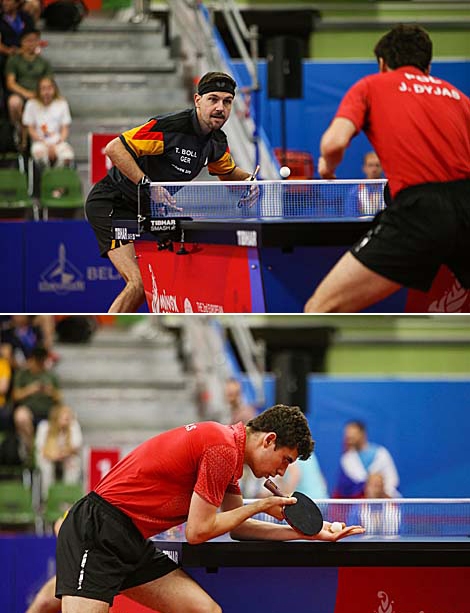 Timo Boll (Germany) and Jakub Dyjas (Poland)