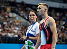 Uladzislau Hancharou won the Men's Individual finals of the trampoline gymnastics tournament