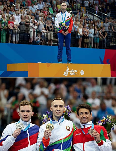 冠军弗拉基斯拉夫•冈察罗夫，银牌得主米哈伊尔•梅利尼克和铜牌得主葡萄牙运动员迪奥格•甘奇尼尤