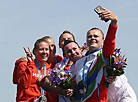 Belarusian Volha Khudzenka and Maryna Litvinchuk won the gold medal in the Women's K2 500m