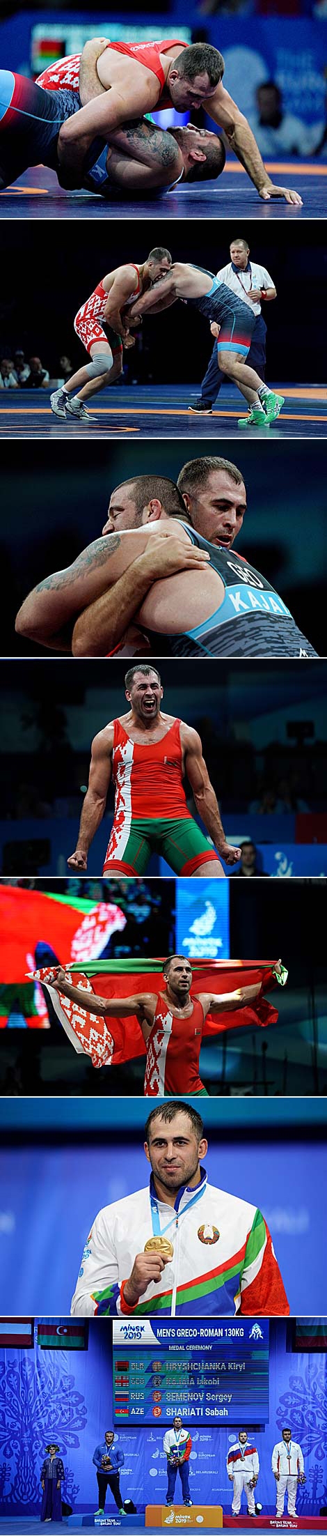 白罗斯摔跤手基里尔•格里先科获得第二届欧运会比赛金牌