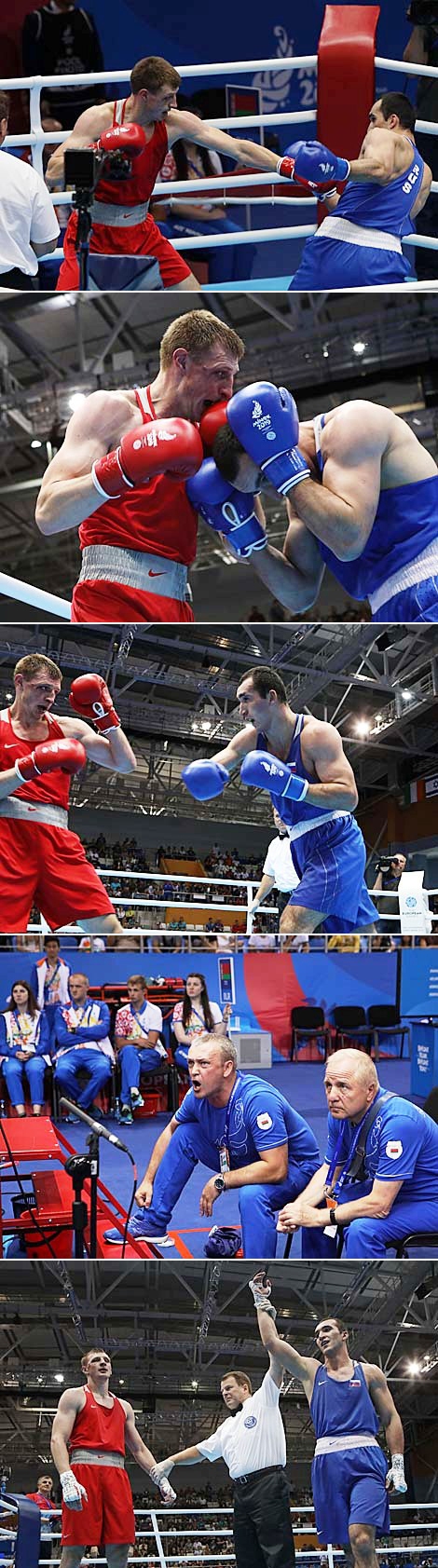 白罗斯拳击手弗拉基斯拉夫•斯米扬格利科夫获得第二届欧运会银牌