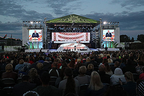 Belarus President Aleksandr Lukashenko at the festival in Alexandria