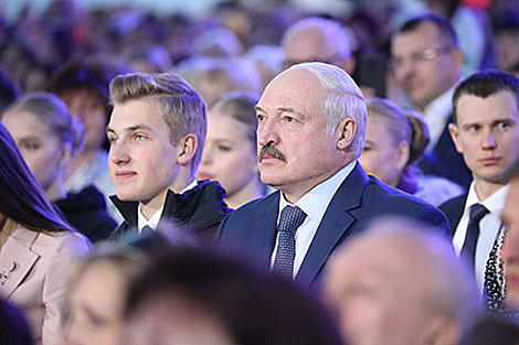 Belarus President Aleksandr Lukashenko at the festival in Alexandria