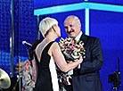 Belarus President Aleksandr Lukashenko and Honored Artist of Belarus Yelena Spiridovich 