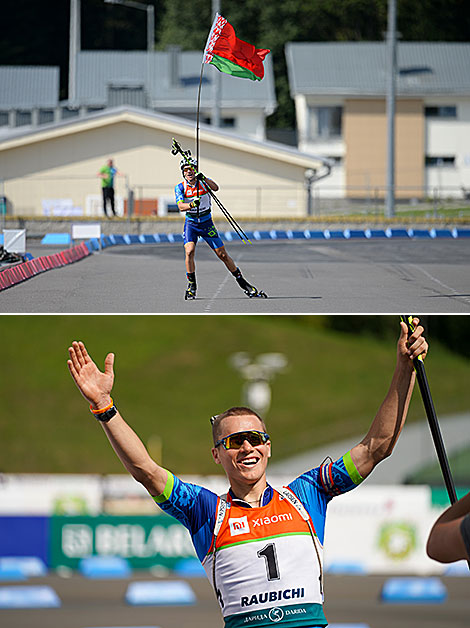 Dzmitry Lazouski of Belarus wins junior persuit at 2019 IBU Summer Biathlon World Championships