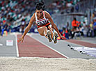 Dovile Kilty during a triple jump (Team Europe) 