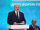 Belarus President Aleksandr Lukashenko delivers a speech