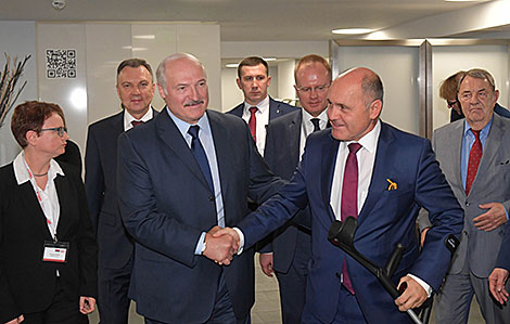 Belarus President Aleksandr Lukashenko and President of the National Council of Austria Wolfgang Sobotka