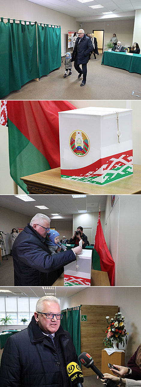 Belarus Education Minister Igor Karpenko participates in early voting