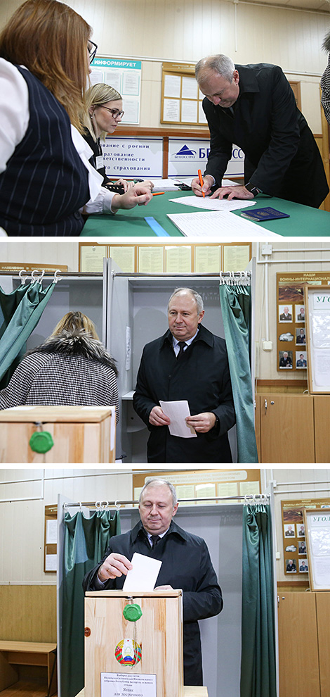Belarus Prime Minister Sergei Rumas cast his vote in early voting