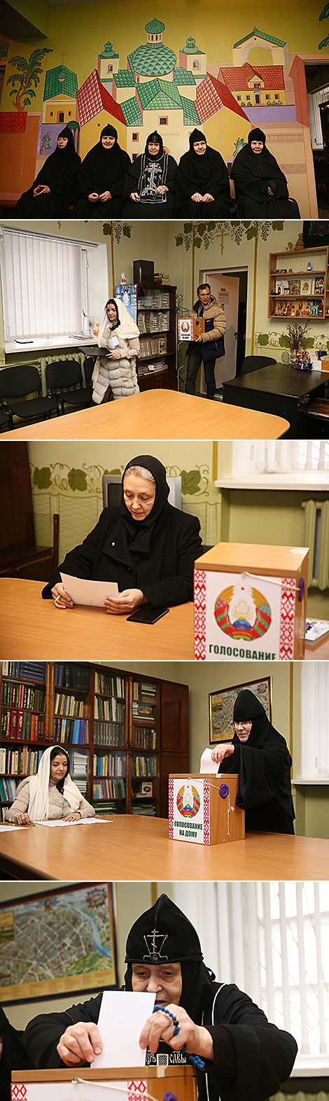 Nuns in Grodno cast their votes as part of the parliamentary elections