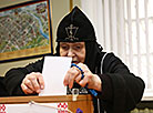 Nuns in Grodno cast their votes as part of the parliamentary elections