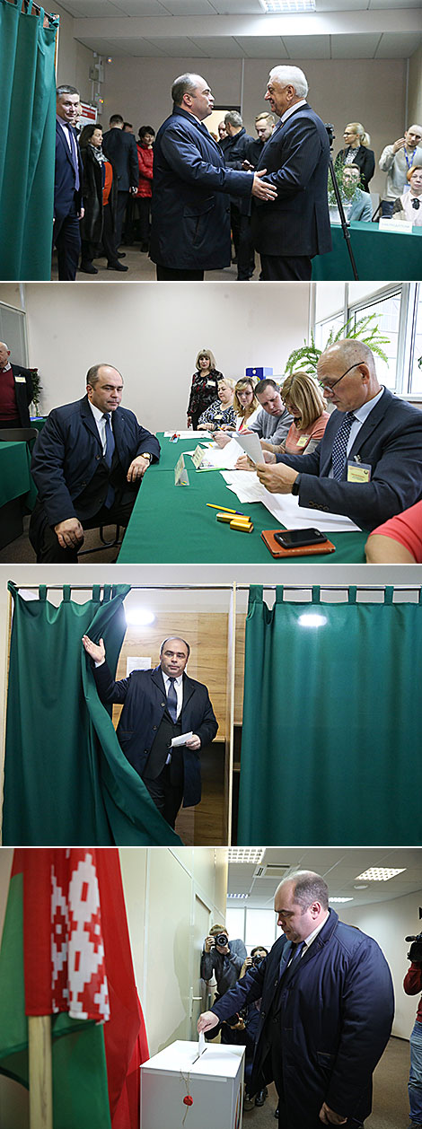 Belarus’ Vice Premier Igor Lyashenko casts his vote