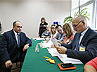 Belarus’ Vice Premier Igor Lyashenko casts his vote