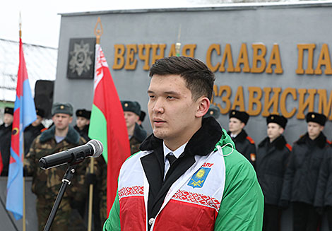 Adil Eginbay, a great-grandson of a soldier killed in the Great Patriotic War