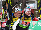 Nowegian duo of Endre Stroemsheim and Karoline Erdal win the IBU OECH Single Mixed Gold Medal