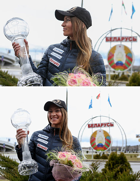 Darya Domracheva brings Big Crystal Globe to Minsk