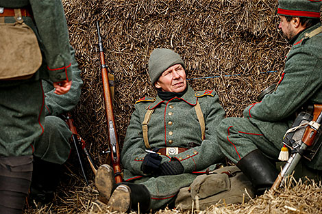 Reenactment show at Stalin Line near Minsk