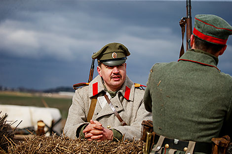 Reenactment show at Stalin Line near Minsk