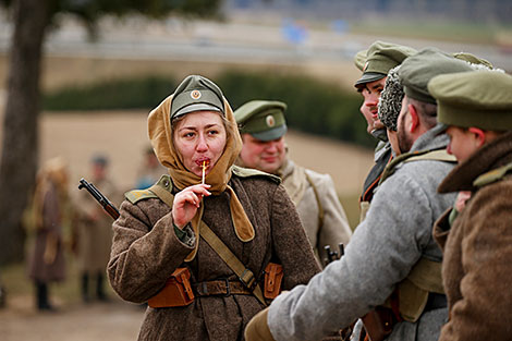 Reenactment show at Stalin Line near Minsk