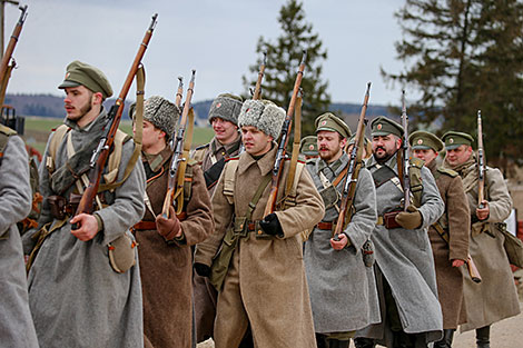 Reenactment show at Stalin Line near Minsk