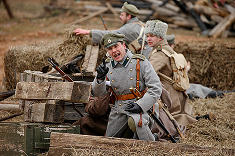 Reenactment show at Stalin Line near Minsk