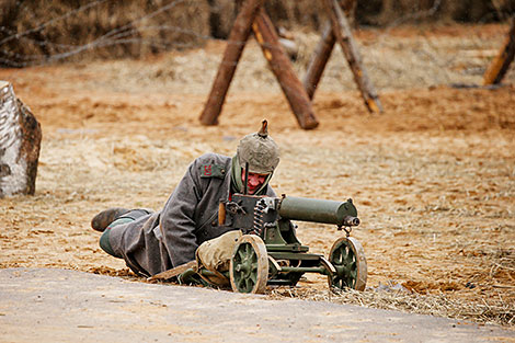 Reenactment show at Stalin Line near Minsk