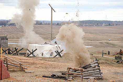 Reenactment show at Stalin Line near Minsk