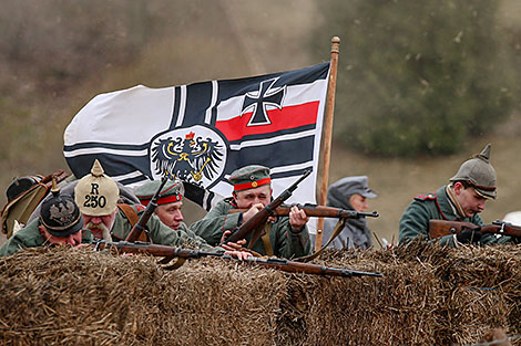 Reenactment show at Stalin Line near Minsk