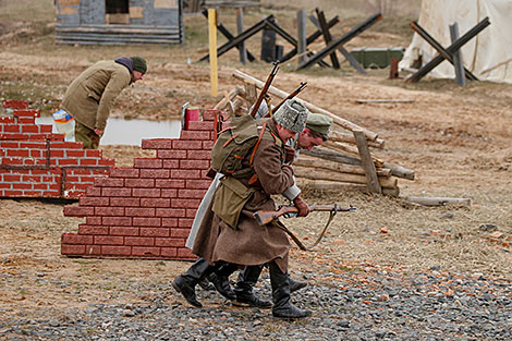 Reenactment show at Stalin Line near Minsk