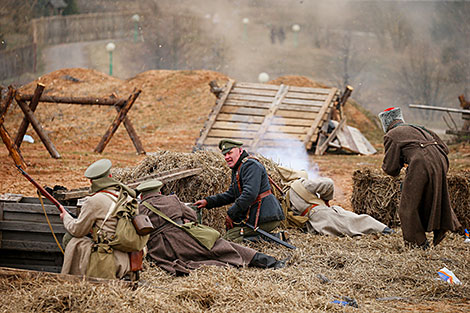 Reenactment show at Stalin Line near Minsk