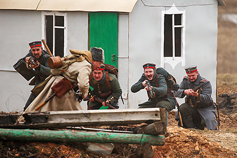 Reenactment show at Stalin Line near Minsk