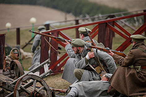 Reenactment show at Stalin Line near Minsk