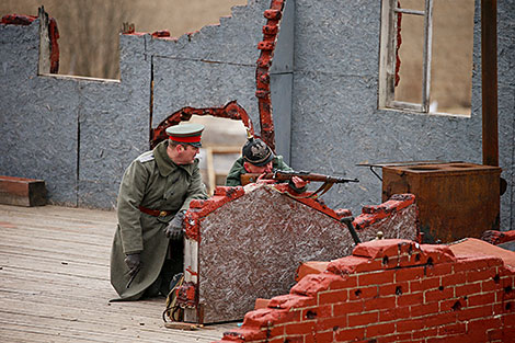 Reenactment show at Stalin Line near Minsk