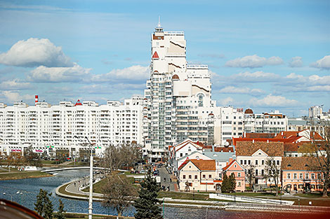 View of the Trinity Supurb in Minsk