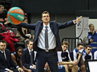 Head coach of BC Tsmoki-Minsk Rostislav Vergun. BC Tsmoki-Minsk lost to BC Zielona Gora in a game of the VTB United League