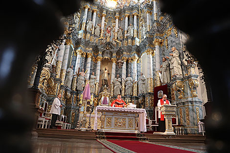 Catholic Christians celebrate Palm Sunday in Grodno