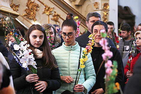 Palm Sunday in the Farny Cathedral in Grodno 