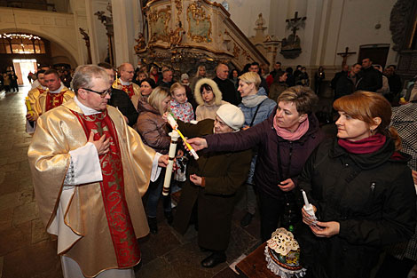 An Easter midnight mass in St. Javier Cathedral in Grodno