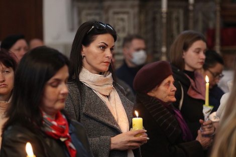 An Easter midnight mass in St. Javier Cathedral in Grodno