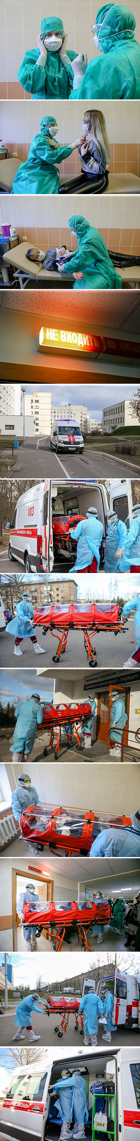 Minsk medics undergo training to respond to a suspected coronavirus case